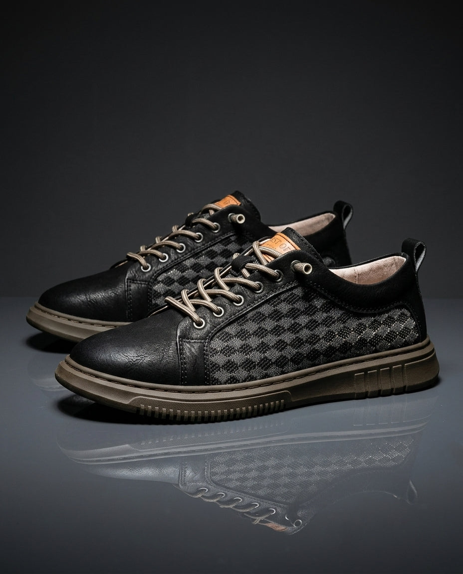 Heren Sneakers Leer en Mesh Ademend Sportief Instapper Comfortabel Dagelijks Draagbaar Casual Schoenen | Sulvida