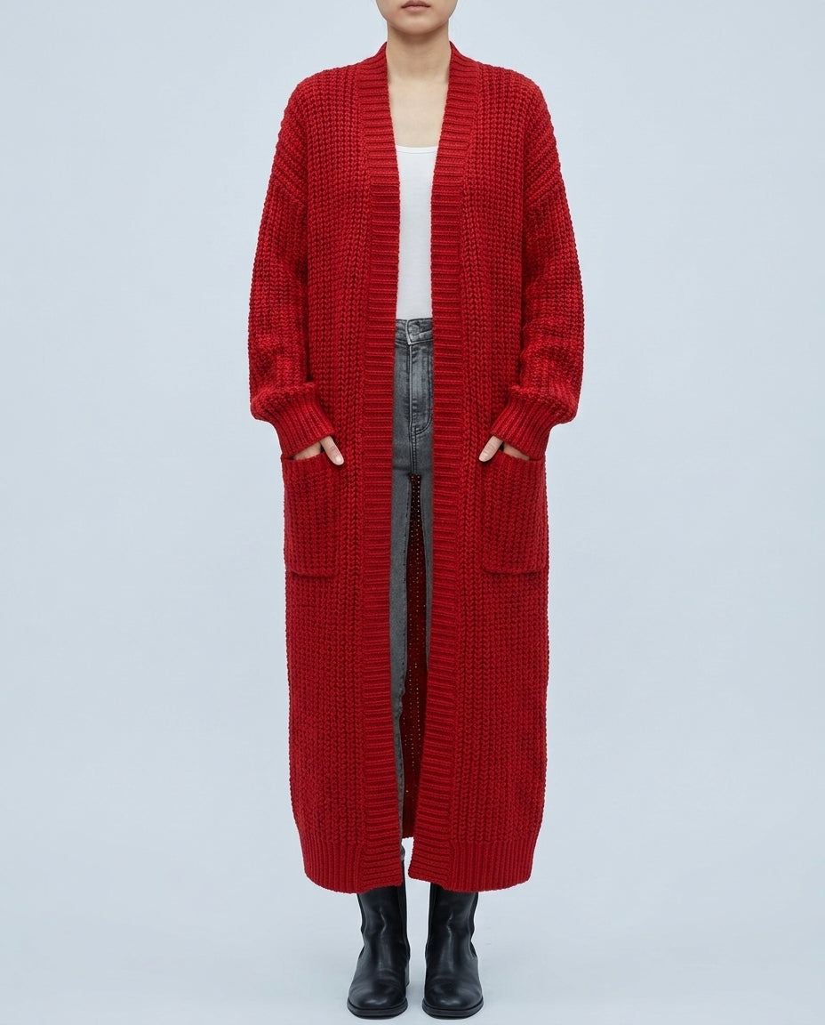 Cardigan long pour femme, coupe oversize, maille douce, pour les journées froides d’automne et d’hiver, couche chaude | Sulvida