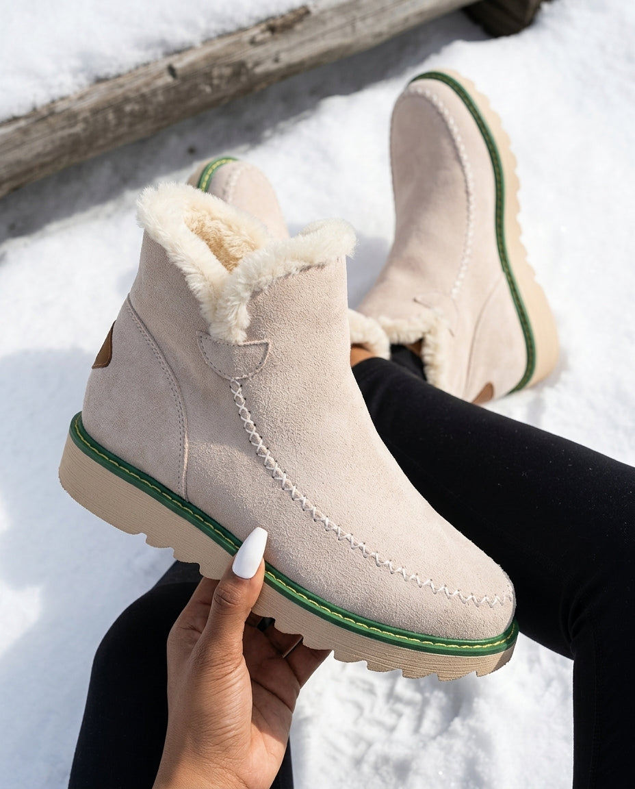 Gevoerde Dames Plateauschoenen met Warme Binnenvoering Winterlaarzen Slip-On Comfortabel Bruin Beige Zwart | Sulvida