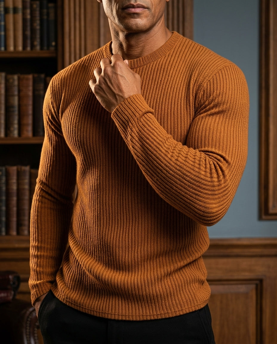 Gebreide Herenpullover met Textuurpatroon voor Casual & Zakelijk Draagcomfort Heren Trui Tijdloos Design | Sulvida
