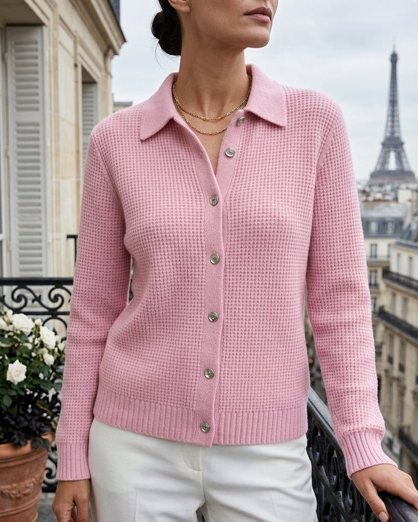 Geribbelde Cardigan met Knoopsluiting Dames Vest Lange Mouwen Casual Trui Dieprode Overslagtrui Gebreid | Sulvida
