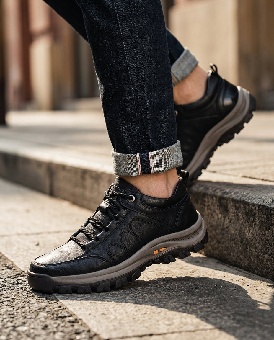 Chaussures de randonnée en cuir avec soutien orthopédique pour homme - chaussures de trail antidérapantes et respirantes, confortables | Sulvida