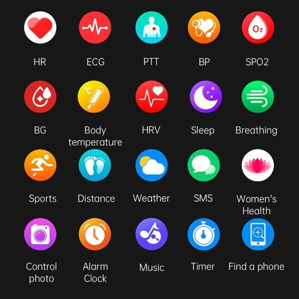 Smartwatch met Gezondheidsmeting Hartslag Bloedwaarden 24/7 Monitoring Waterbestendig Sporthorloge Fitness | Sulvida