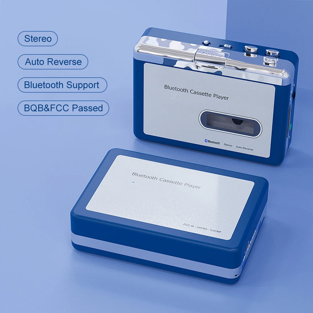 Lecteur de cassettes portable avec émetteur Bluetooth et fonction de rembobinage automatique, lecteur de musique rétro, audio vintage | Sulvida