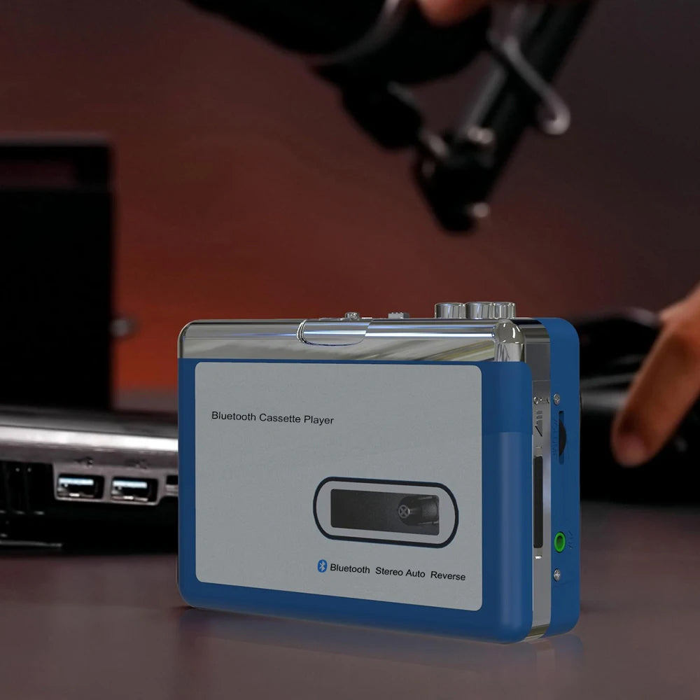 Lecteur de cassettes portable avec émetteur Bluetooth et fonction de rembobinage automatique, lecteur de musique rétro, audio vintage | Sulvida