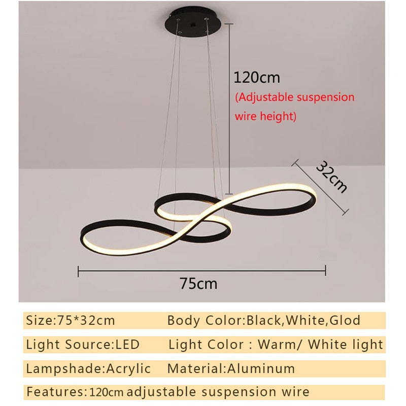 Hanglamp Muzieknoot Zwart Goud LED Dimbaar Eetkamer Woonkamer Verstelbaar Metaal Design Modern Interieur | Sulvida