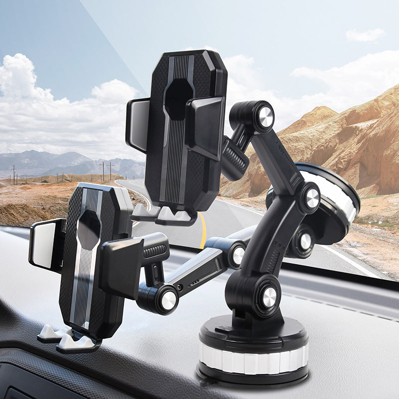 Verstelbare Telefoonhouder Auto Dashboard Voorruit Zuignap Telescopische Arm 360° Draaibaar Universeel Zwart | Sulvida