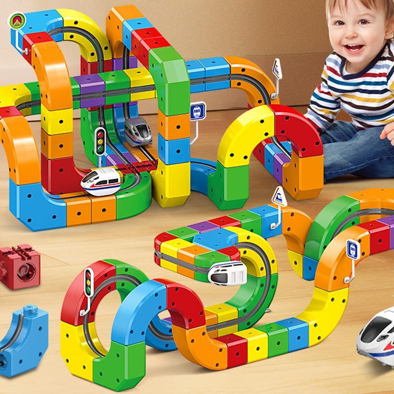 Magnetisch 3D-treinbaanset educatief constructiespeelgoed STEM bouwblokken kinderen creatief speelgoed | Sulvida