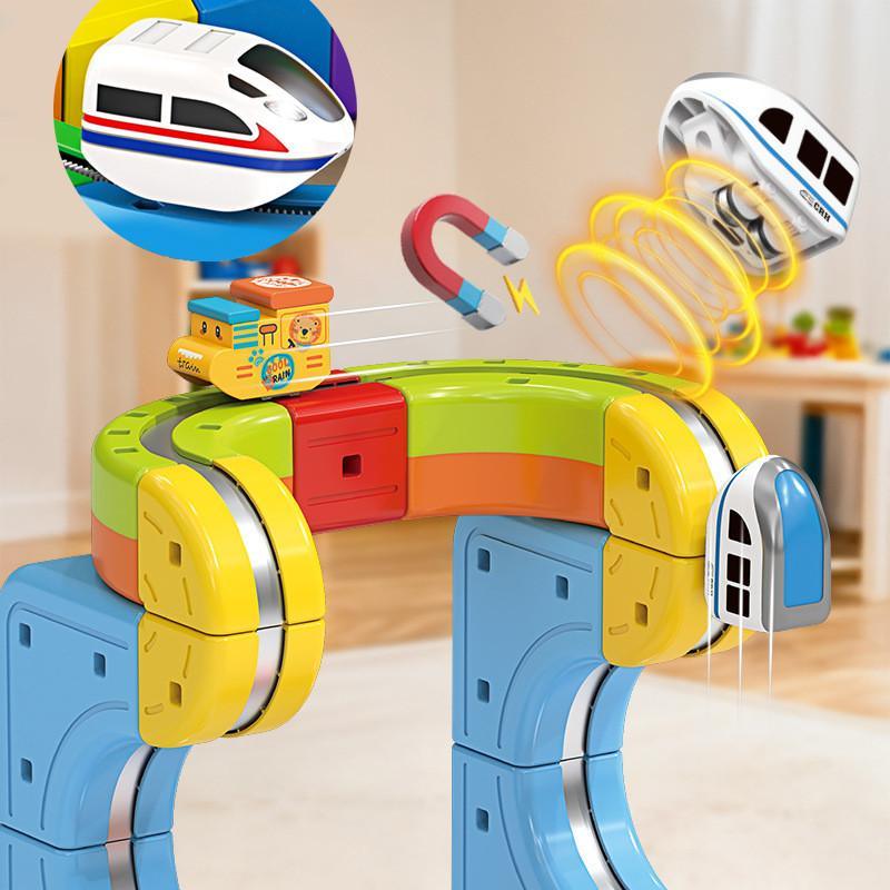 Magnetisch 3D-treinbaanset educatief constructiespeelgoed STEM bouwblokken kinderen creatief speelgoed | Sulvida