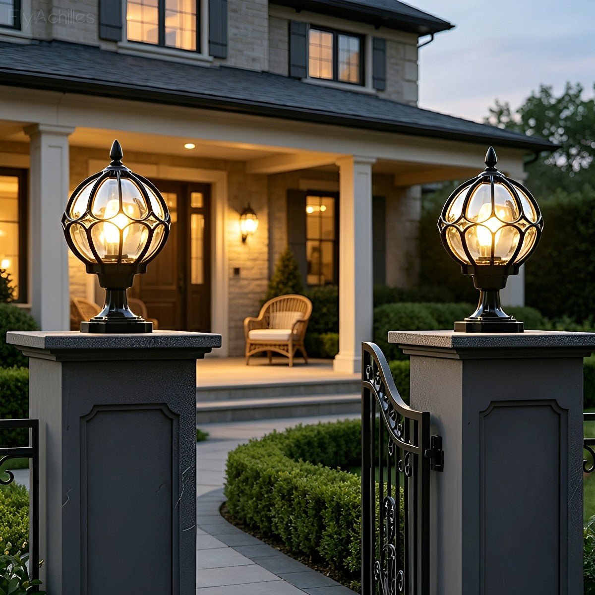 LED Bollamp Tuinverlichting Aluminium Glas IP54 Zwart Brons voor Afrastering Hek Poort Sokkel Buiten | Sulvida