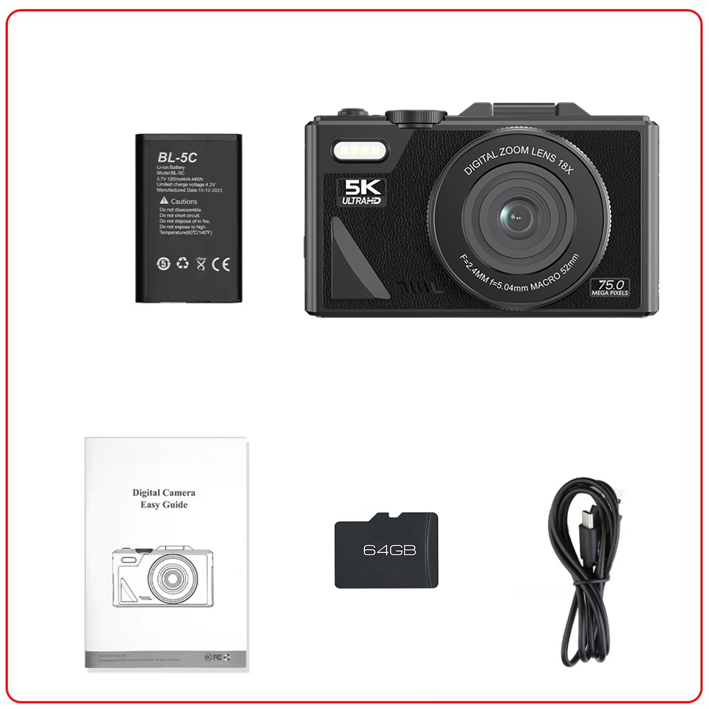 Caméra vlog numérique 4K avec zoom 18× et écran rabattable, caméscope vintage noir et blanc, compact, pour YouTube | Sulvida