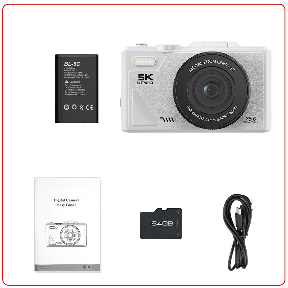 Caméra vlog numérique 4K avec zoom 18× et écran rabattable, caméscope vintage noir et blanc, compact, pour YouTube | Sulvida
