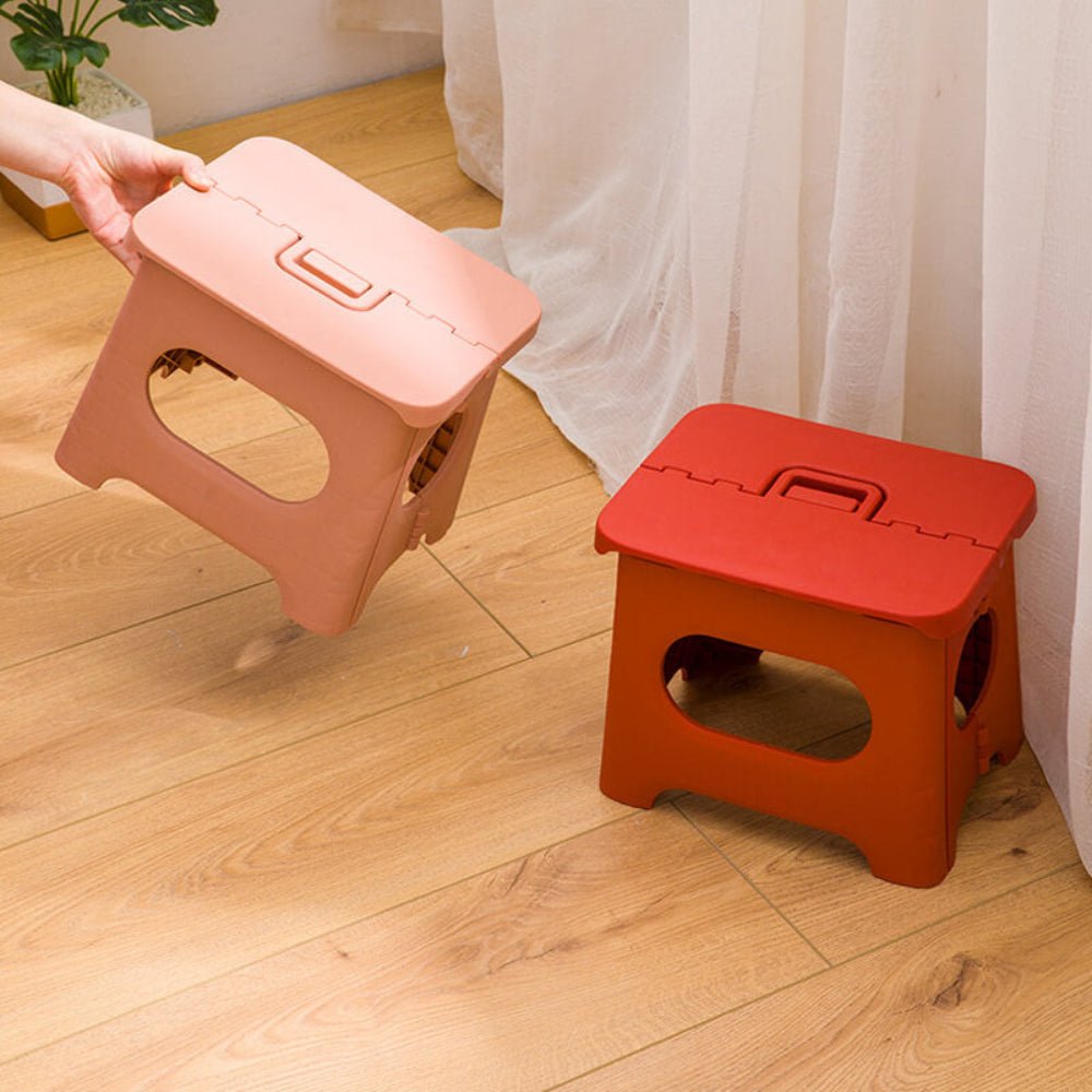 Opvouwbaar Trapje Kunststof met Handvat Draagvermogen 136kg Keuken Badkamer Camping Antislip Compact | Sulvida