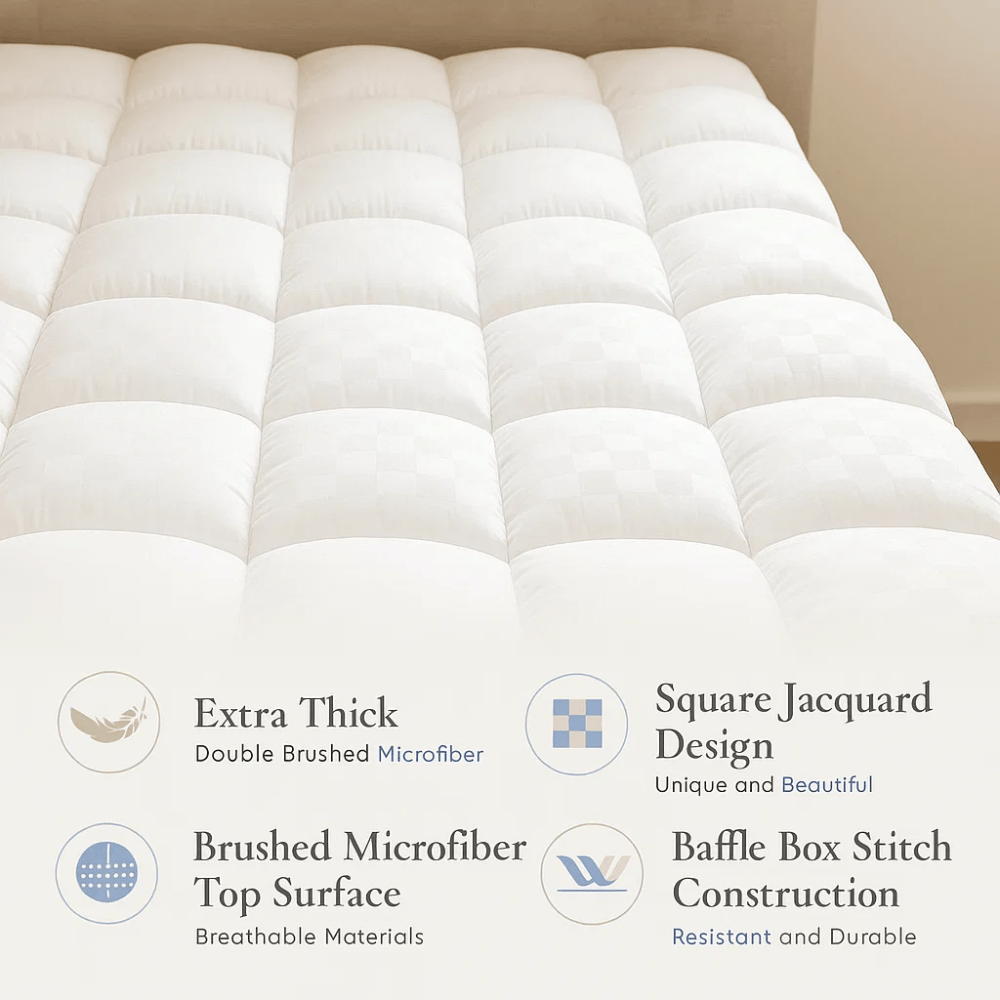 Koelend Topper voor Matras Comfortlaag Rugpijnverlichting Ademend Slaapcomfort Matrasbeschermer Luxe Bedtopper | Sulvida