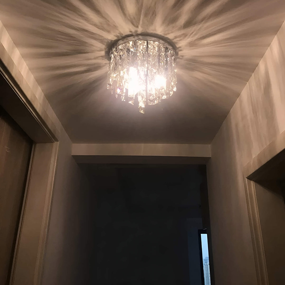 Kristallen plafondlamp rond chroom Ø30-60cm hangverlichting glamour slaapkamer woonkamer kroonluchter | Sulvida