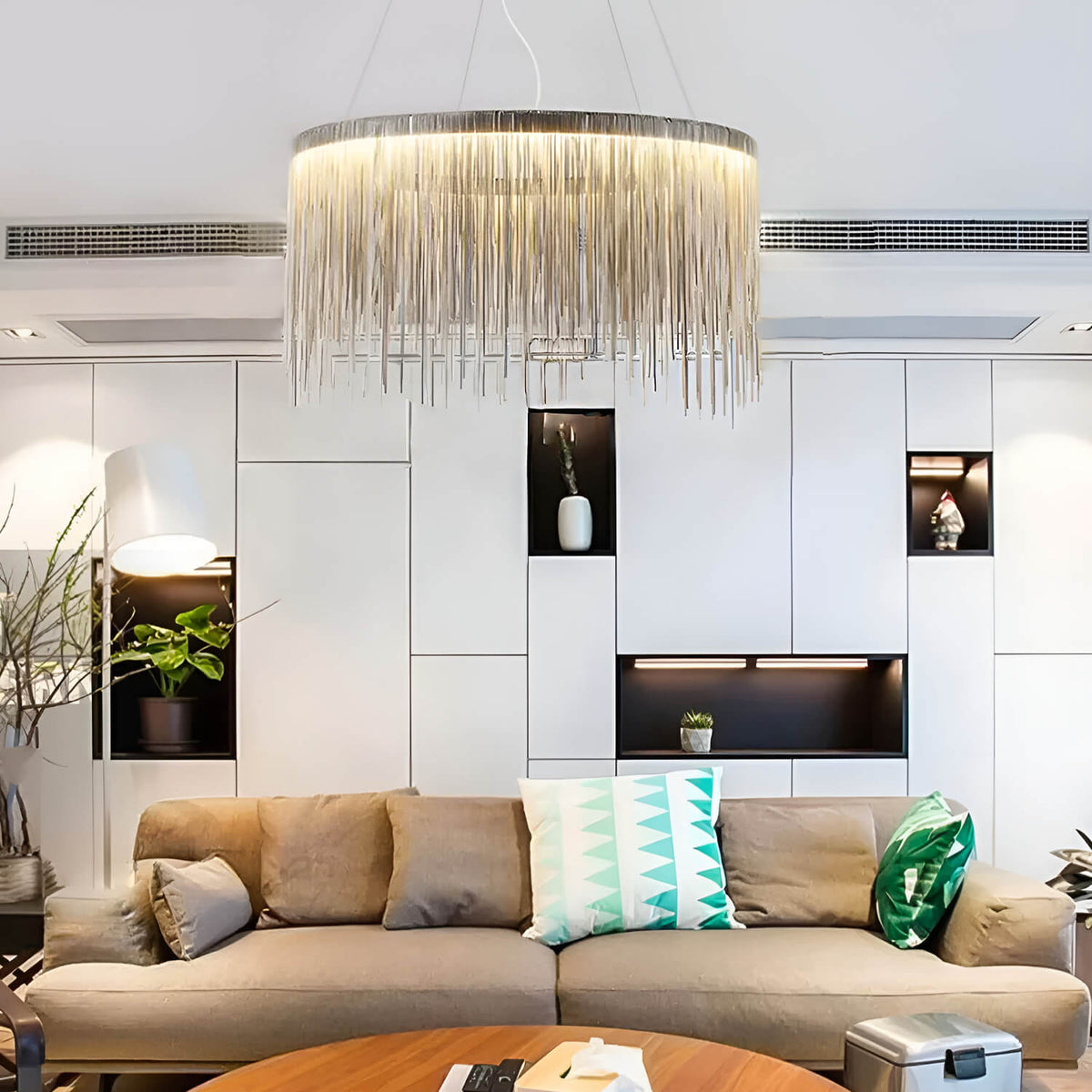 Ronde hanglamp aluminium LED zilver modern design woonkamer eetkamer slaapkamer keuken instelbare lichtkleur | Sulvida