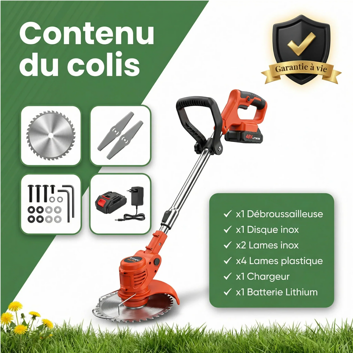 Draadloze Grastrimmer Accu Tuinonderhoud | Elektrische Bosmaaier voor Grote Tuin Onkruid Bewerken Gazon | Sulvida