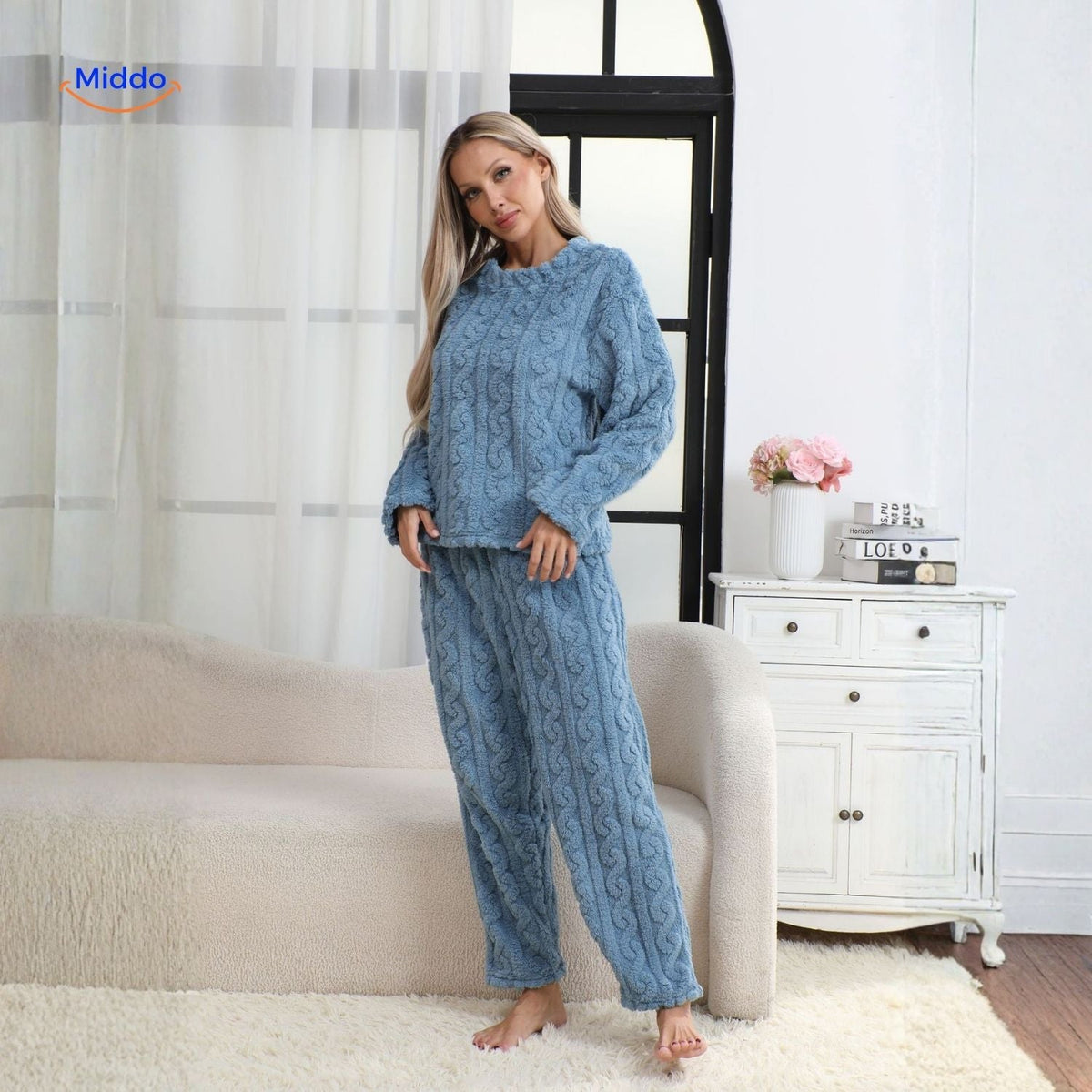 Fleece Pyjama Set Dames Heren Warm Loungewear Zacht Winterpyjama Nachtkleding Huispak Comfortabel Fluffy | Sulvida