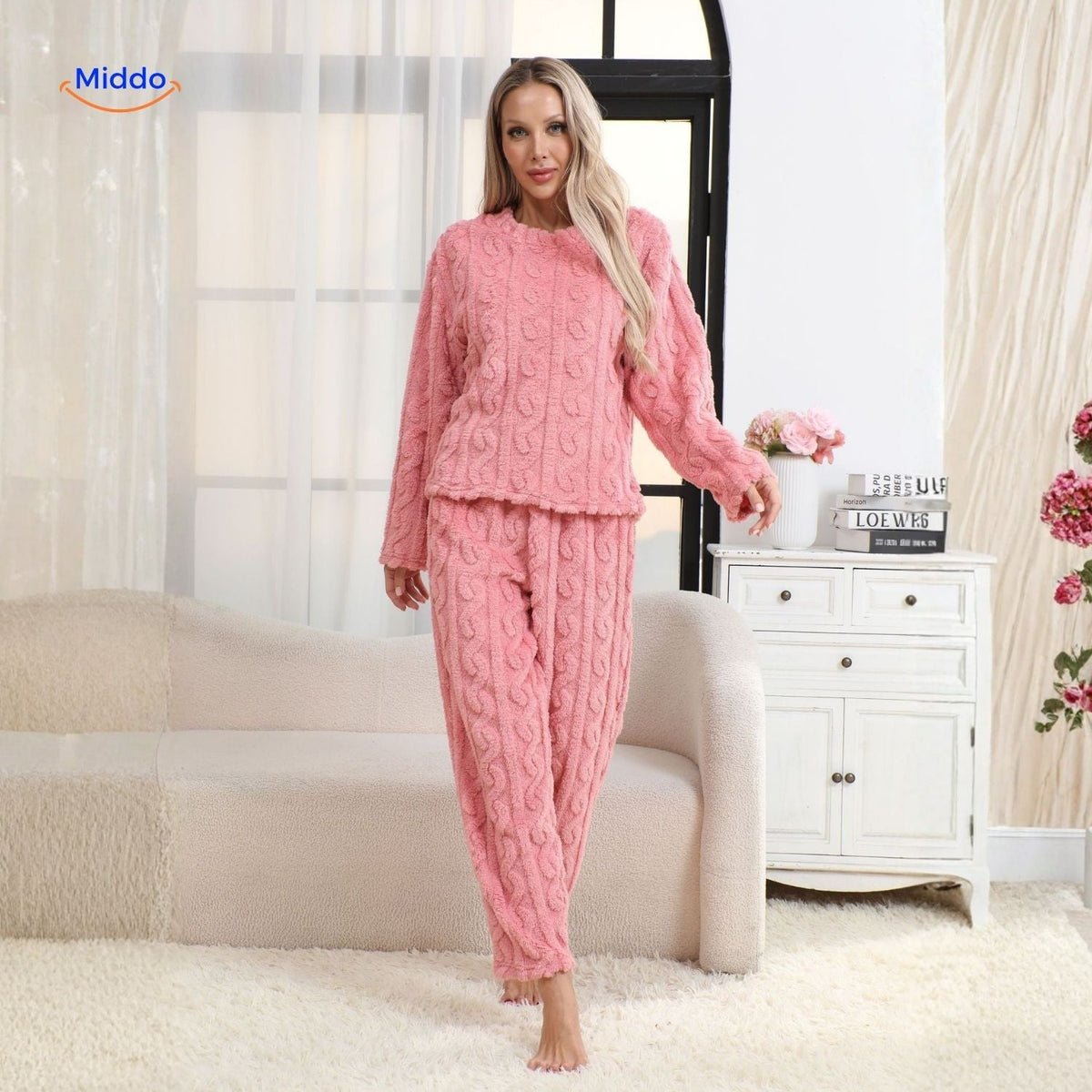 Fleece Pyjama Set Dames Heren Warm Loungewear Zacht Winterpyjama Nachtkleding Huispak Comfortabel Fluffy | Sulvida