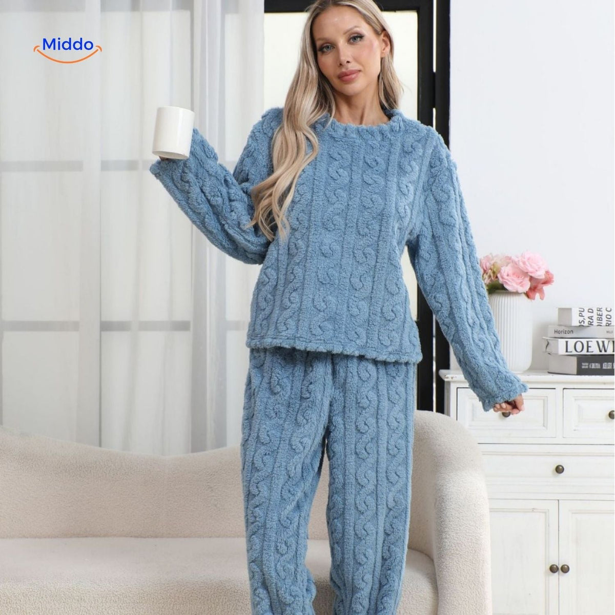 Fleece Pyjama Set Dames Heren Warm Loungewear Zacht Winterpyjama Nachtkleding Huispak Comfortabel Fluffy | Sulvida