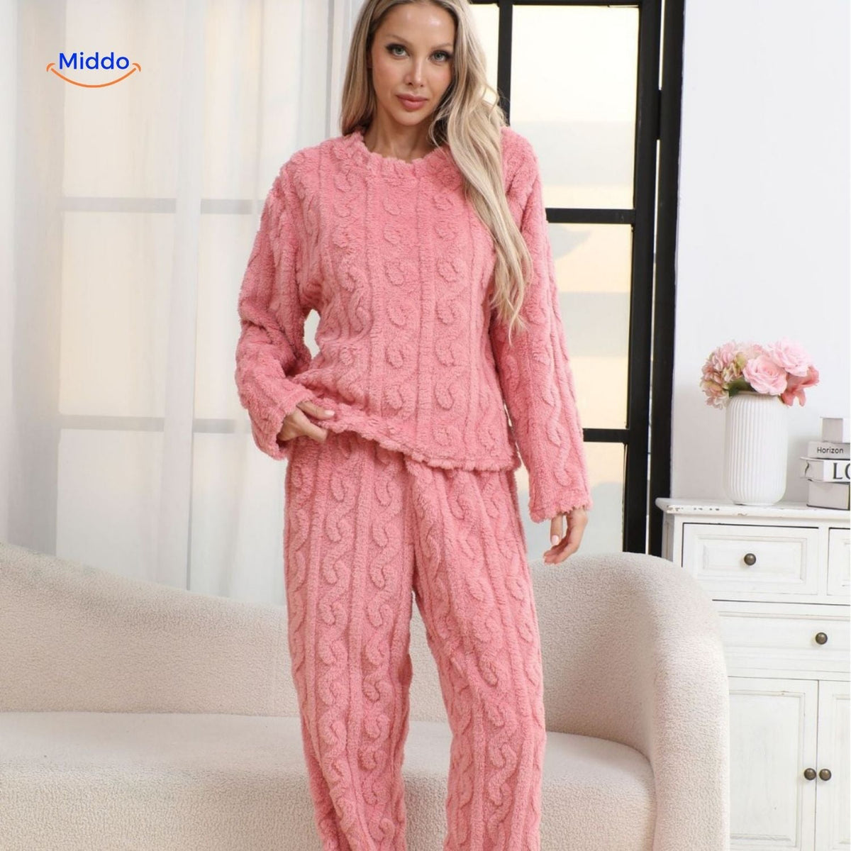 Fleece Pyjama Set Dames Heren Warm Loungewear Zacht Winterpyjama Nachtkleding Huispak Comfortabel Fluffy | Sulvida