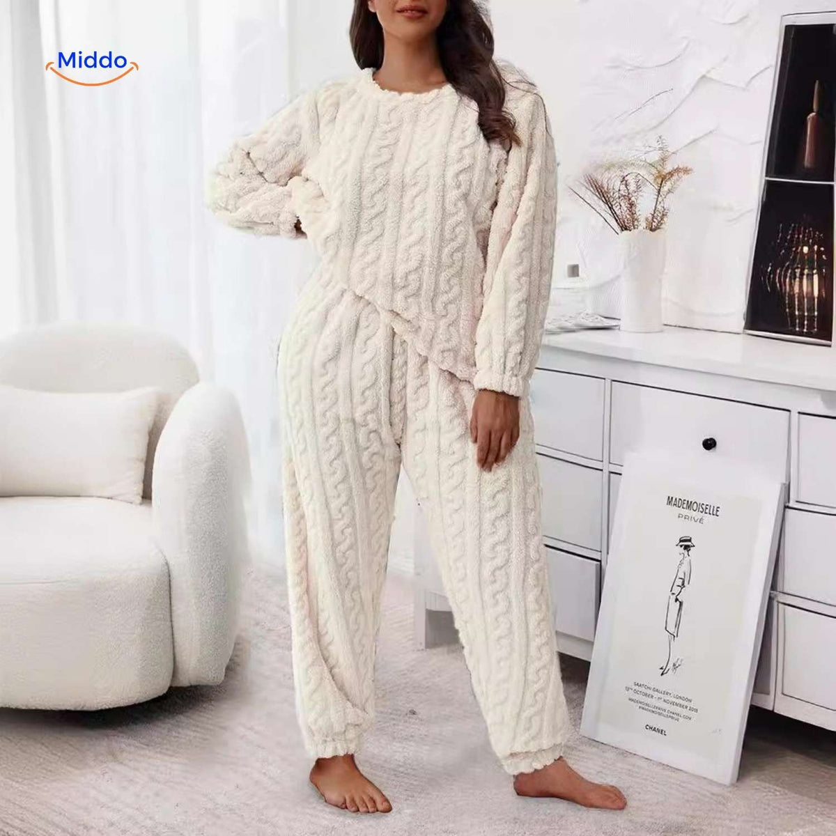 Fleece Pyjama Set Dames Heren Warm Loungewear Zacht Winterpyjama Nachtkleding Huispak Comfortabel Fluffy | Sulvida