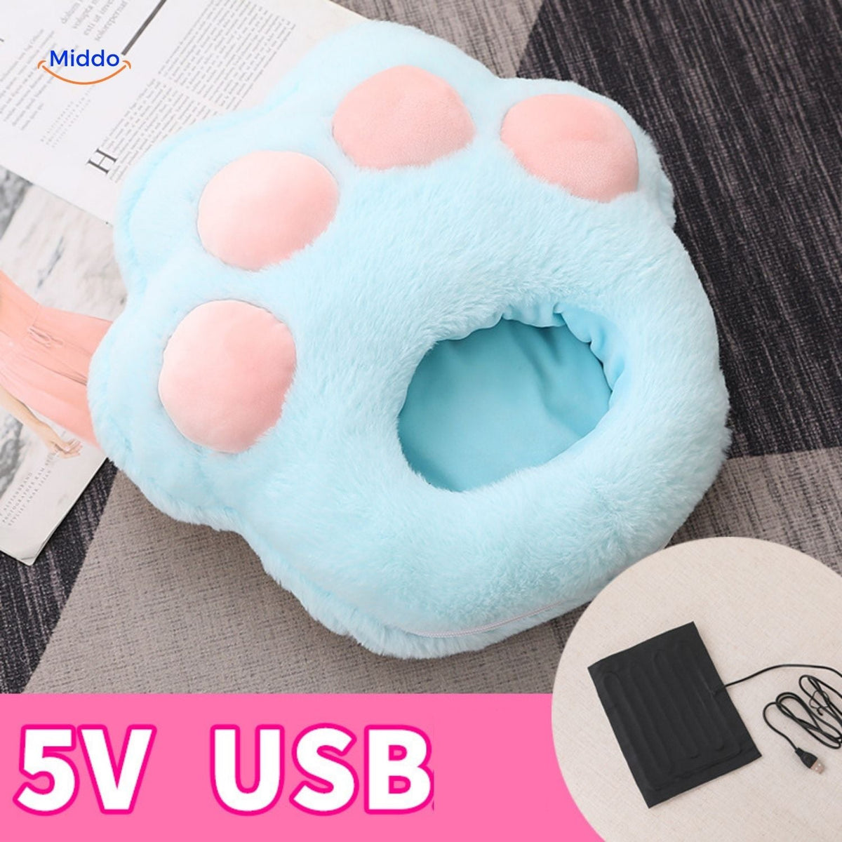 USB Voetenwarmerzak Pluche Elektrisch Verwarmingskussen Grijs Roze 5V Comfort Warme Voeten Herfst Winter | Sulvida