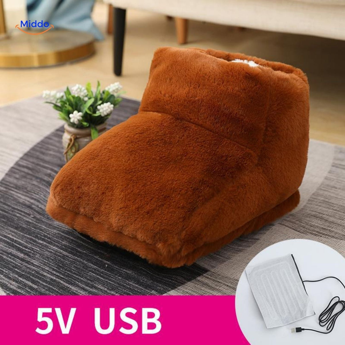USB Voetenwarmerzak Pluche Elektrisch Verwarmingskussen Grijs Roze 5V Comfort Warme Voeten Herfst Winter | Sulvida