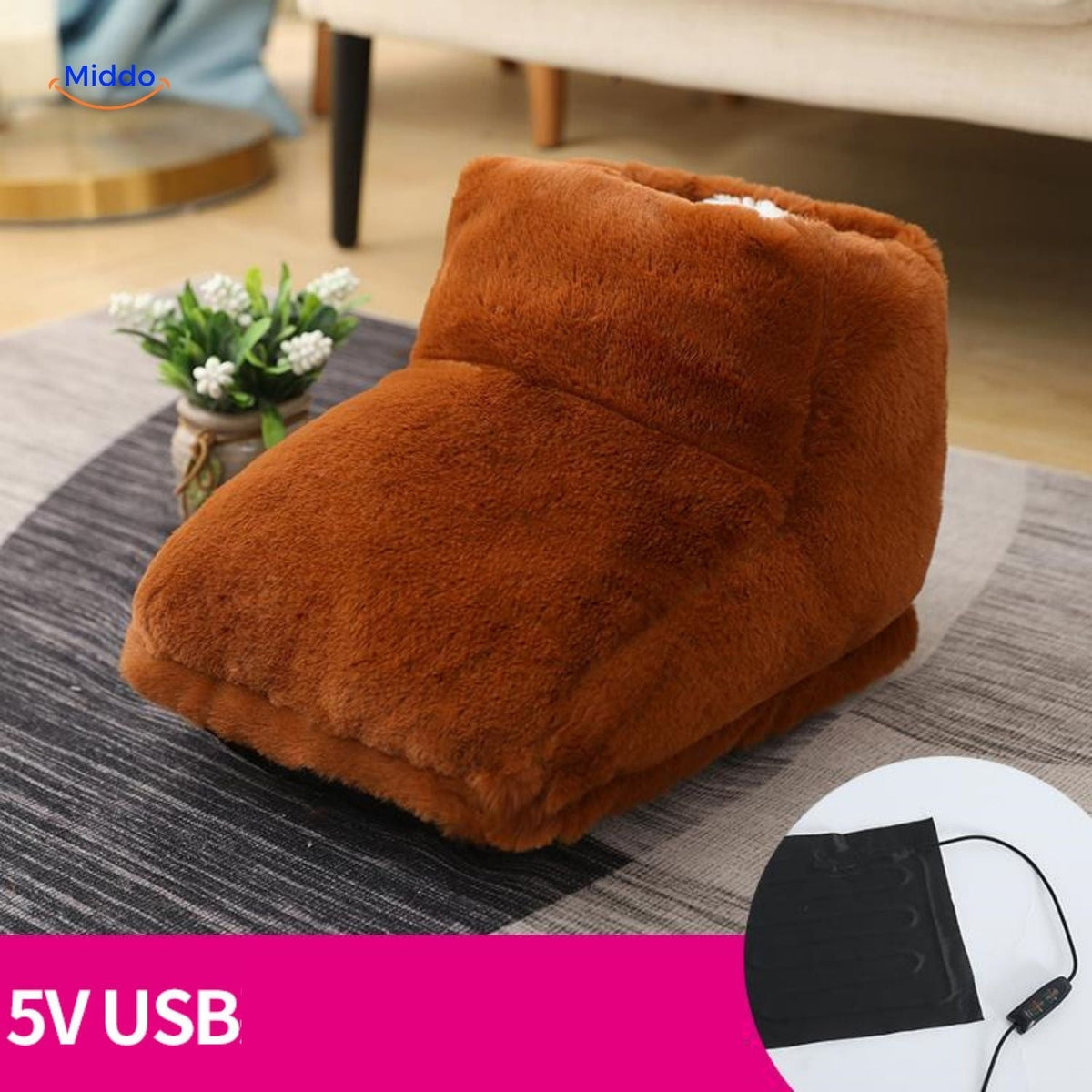 USB Voetenwarmerzak Pluche Elektrisch Verwarmingskussen Grijs Roze 5V Comfort Warme Voeten Herfst Winter | Sulvida