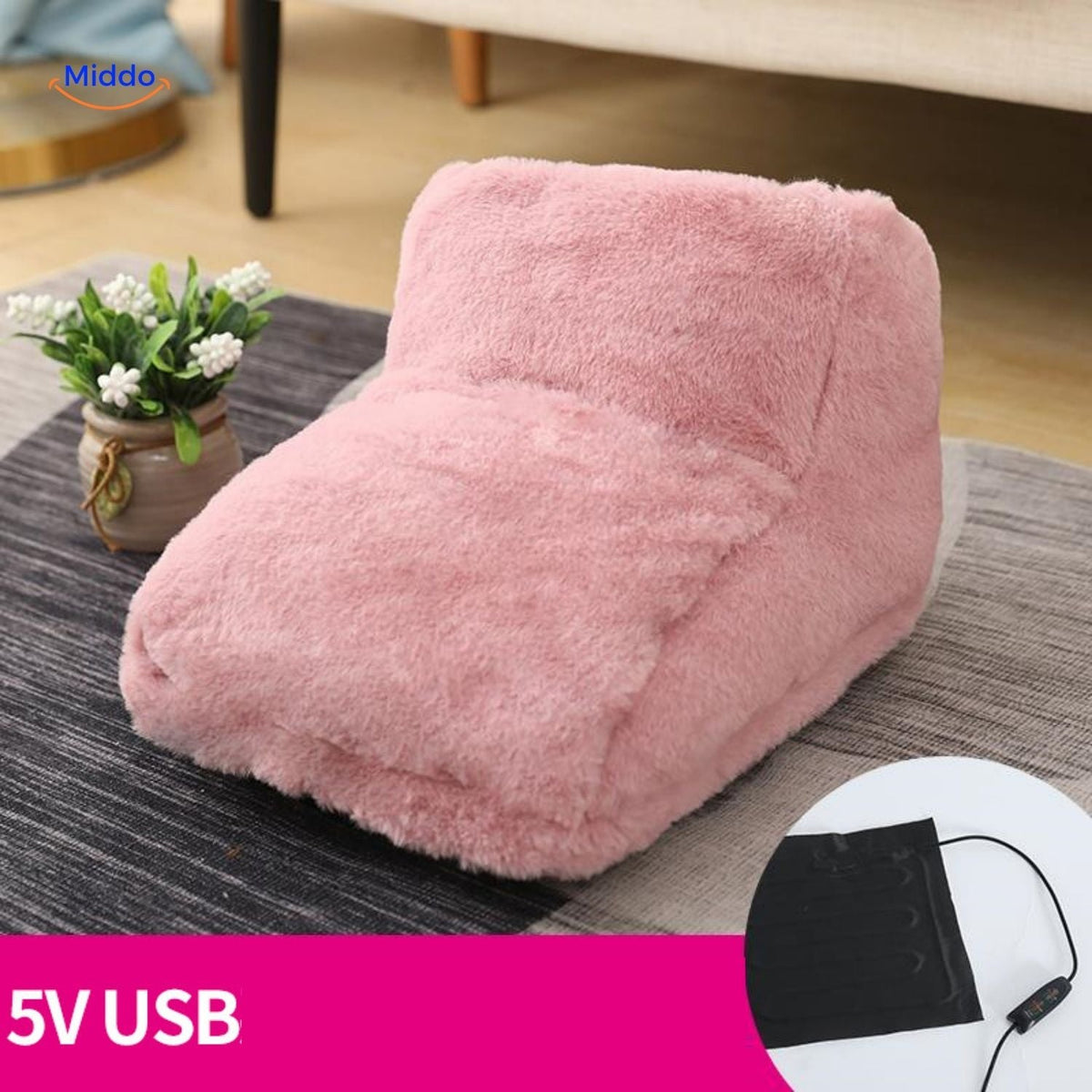 USB Voetenwarmerzak Pluche Elektrisch Verwarmingskussen Grijs Roze 5V Comfort Warme Voeten Herfst Winter | Sulvida