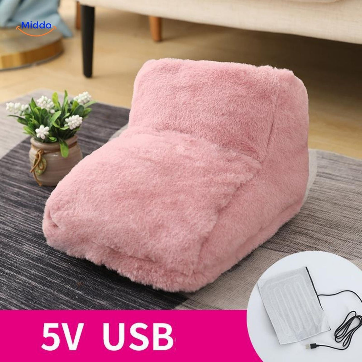 USB Voetenwarmerzak Pluche Elektrisch Verwarmingskussen Grijs Roze 5V Comfort Warme Voeten Herfst Winter | Sulvida