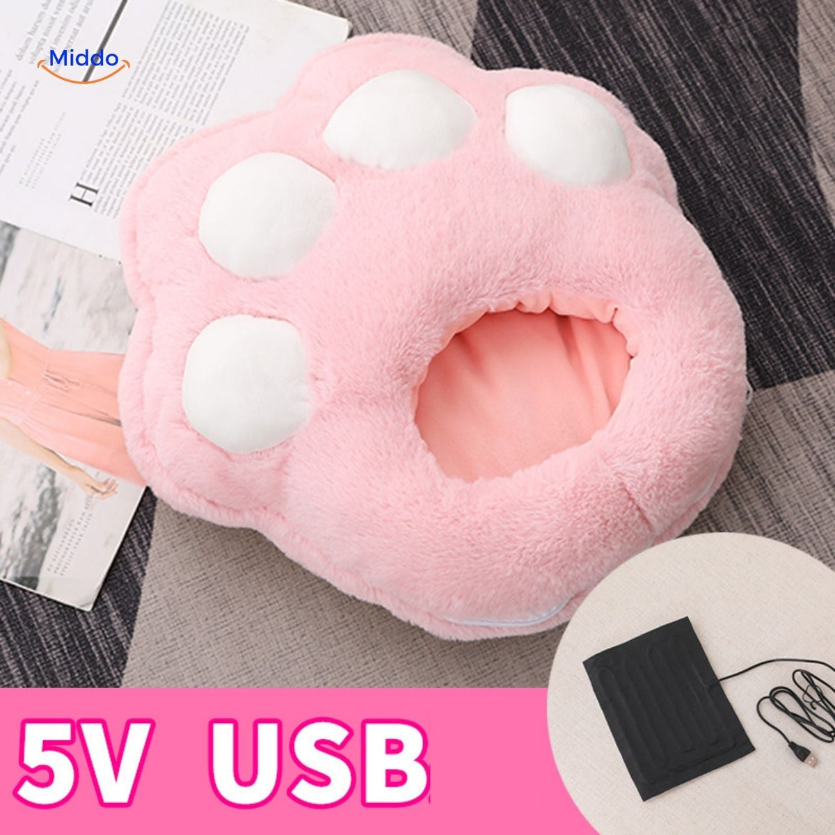 USB Voetenwarmerzak Pluche Elektrisch Verwarmingskussen Grijs Roze 5V Comfort Warme Voeten Herfst Winter | Sulvida