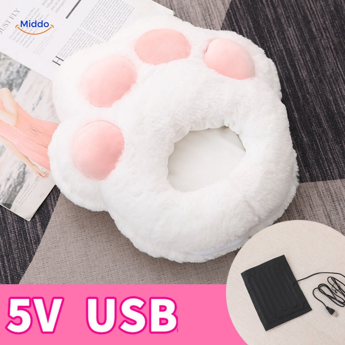 USB Voetenwarmerzak Pluche Elektrisch Verwarmingskussen Grijs Roze 5V Comfort Warme Voeten Herfst Winter | Sulvida