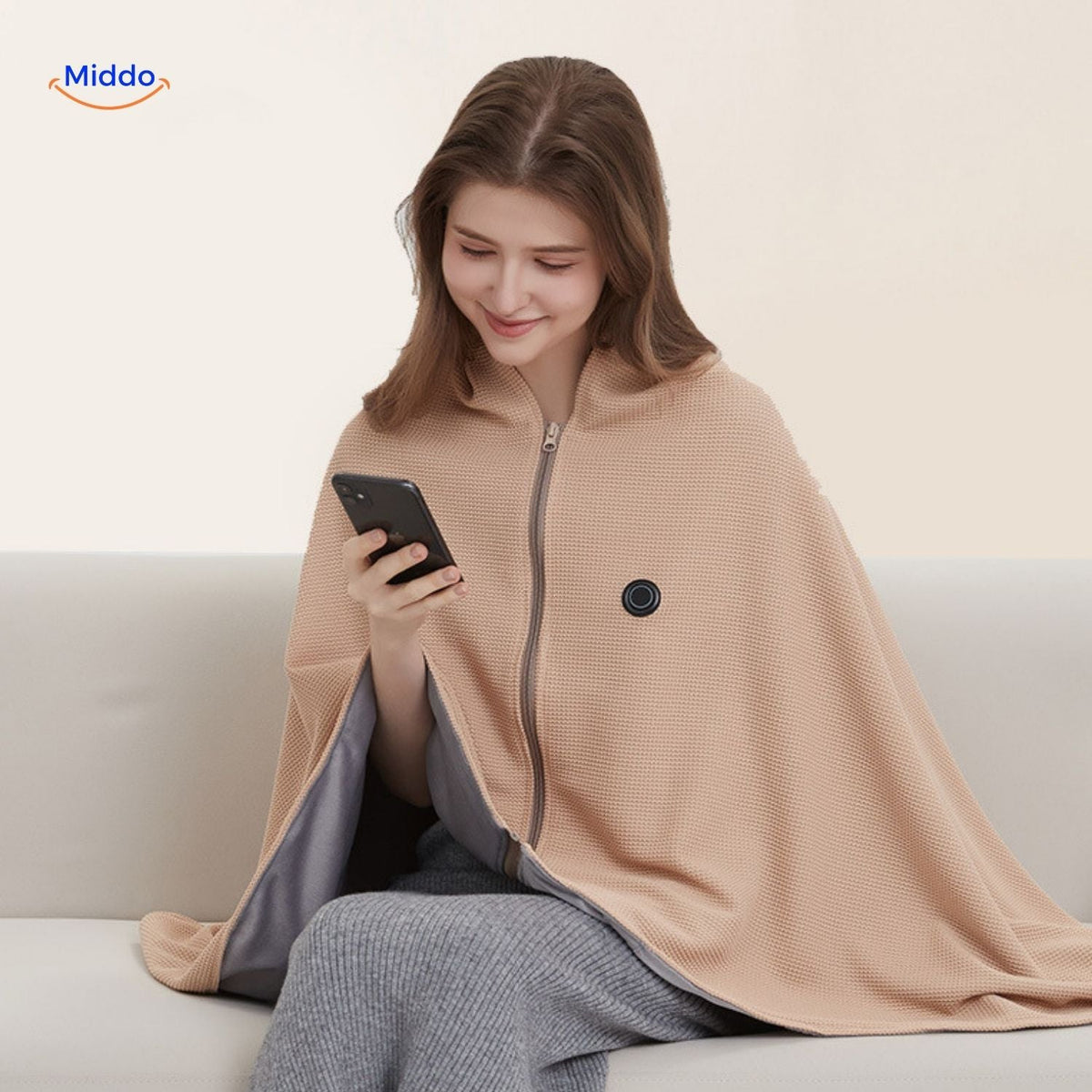 Verwarmde Omslagdoek met USB Aansluiting – Draagbare Warmte voor Thuis en Onderweg – Zachte Graphene Verwarming | Sulvida