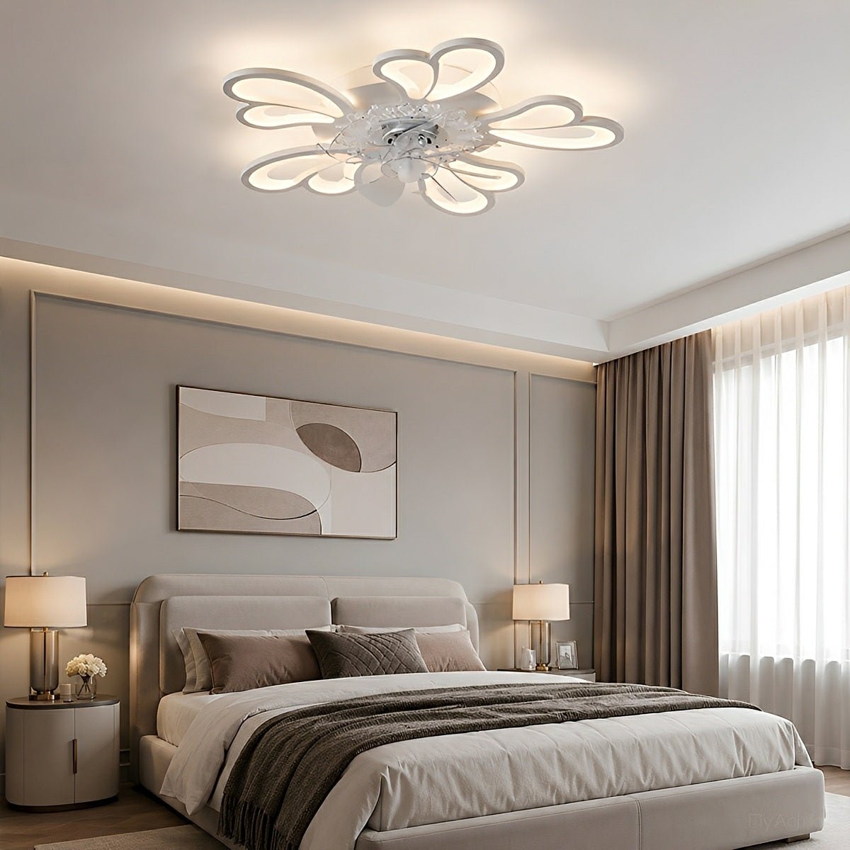 Plafondventilator met Verlichting Bloem Hart Design Stille DC Motor Afstandsbediening Dimbaar Timer Slaapkamer | Sulvida
