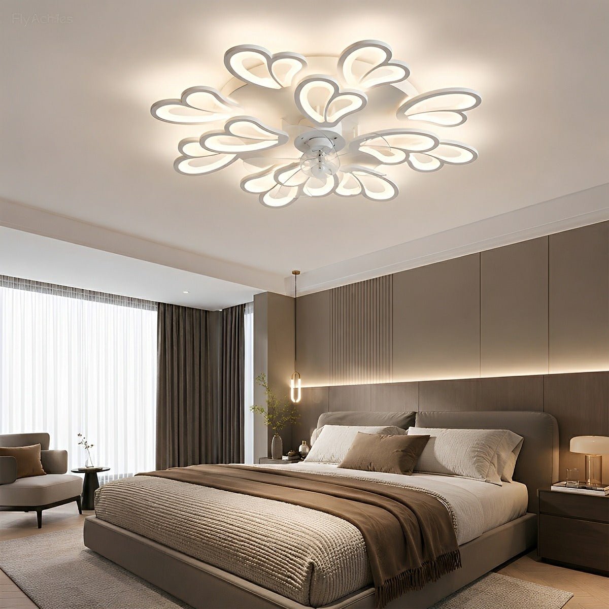 Plafondventilator met Verlichting Bloem Hart Design Stille DC Motor Afstandsbediening Dimbaar Timer Slaapkamer | Sulvida