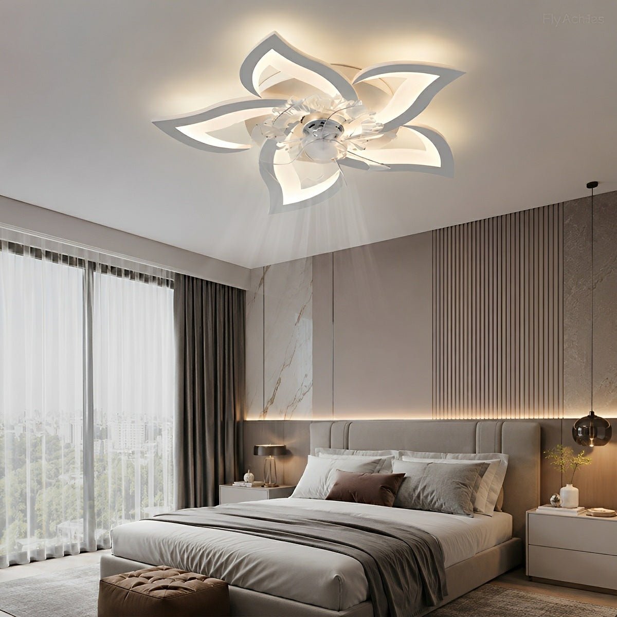 Plafondventilator met Verlichting Bloem Hart Design Stille DC Motor Afstandsbediening Dimbaar Timer Slaapkamer | Sulvida