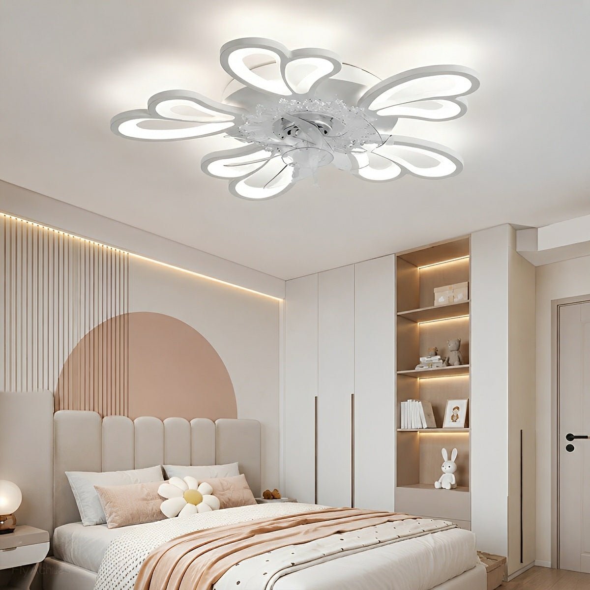 Plafondventilator met Verlichting Bloem Hart Design Stille DC Motor Afstandsbediening Dimbaar Timer Slaapkamer | Sulvida