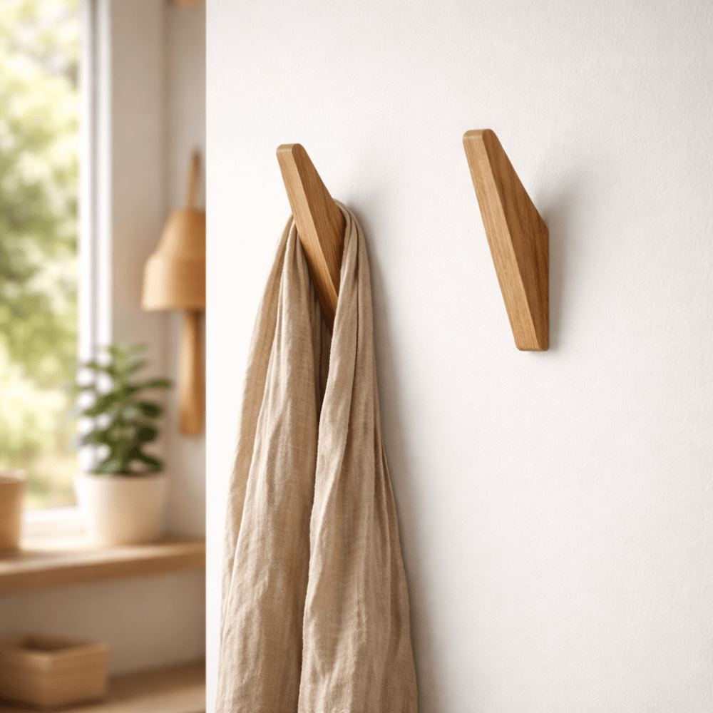 Wandkapstok Hout Set van 2/4/6/8 Haken Natuurlijk Tweekleurig Hal Slaapkamer Bohemian Stijl Wandmontage | Sulvida
