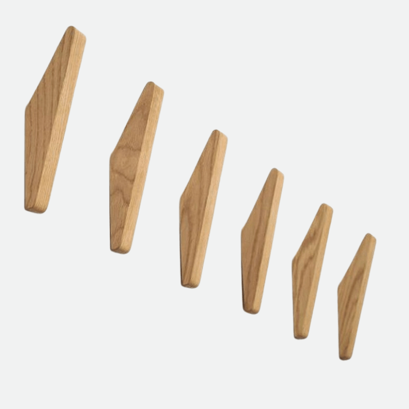 Wandkapstok Hout Set van 2/4/6/8 Haken Natuurlijk Tweekleurig Hal Slaapkamer Bohemian Stijl Wandmontage | Sulvida