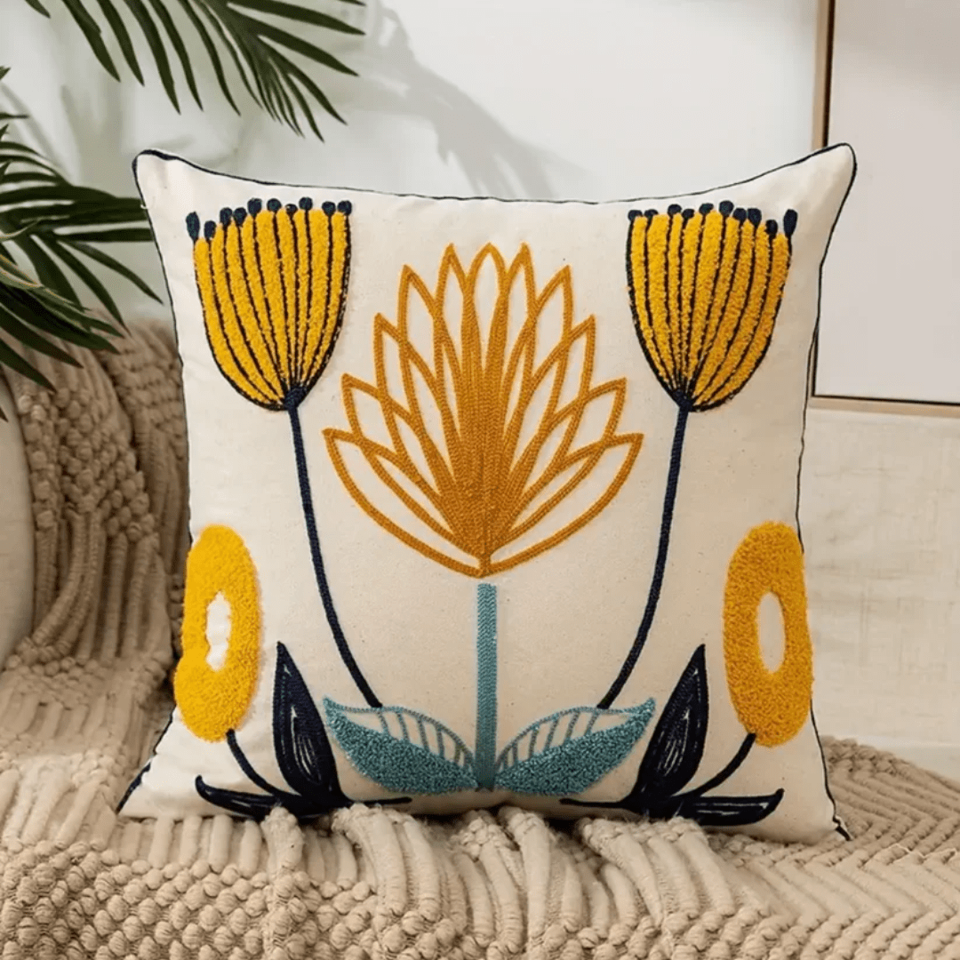 Sierkussen met Bloemenmotief 45x45 cm – Decoratief Kussen voor Bank Stoel Bed Woonkamer Slaapkamer Interieur | Sulvida
