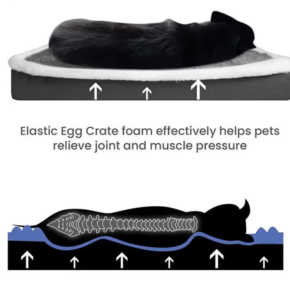 Coussin orthopédique pour chien en mousse alvéolée avec dessous antidérapant – Housse lavable avec fermeture éclair en L pour plus de confort | Sulvida
