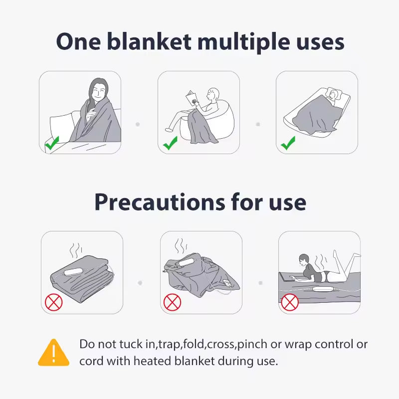 Plaid chauffant avec télécommande, gris M 80x140 cm – Couverture électrique avec écran numérique pour canapé | Sulvida
