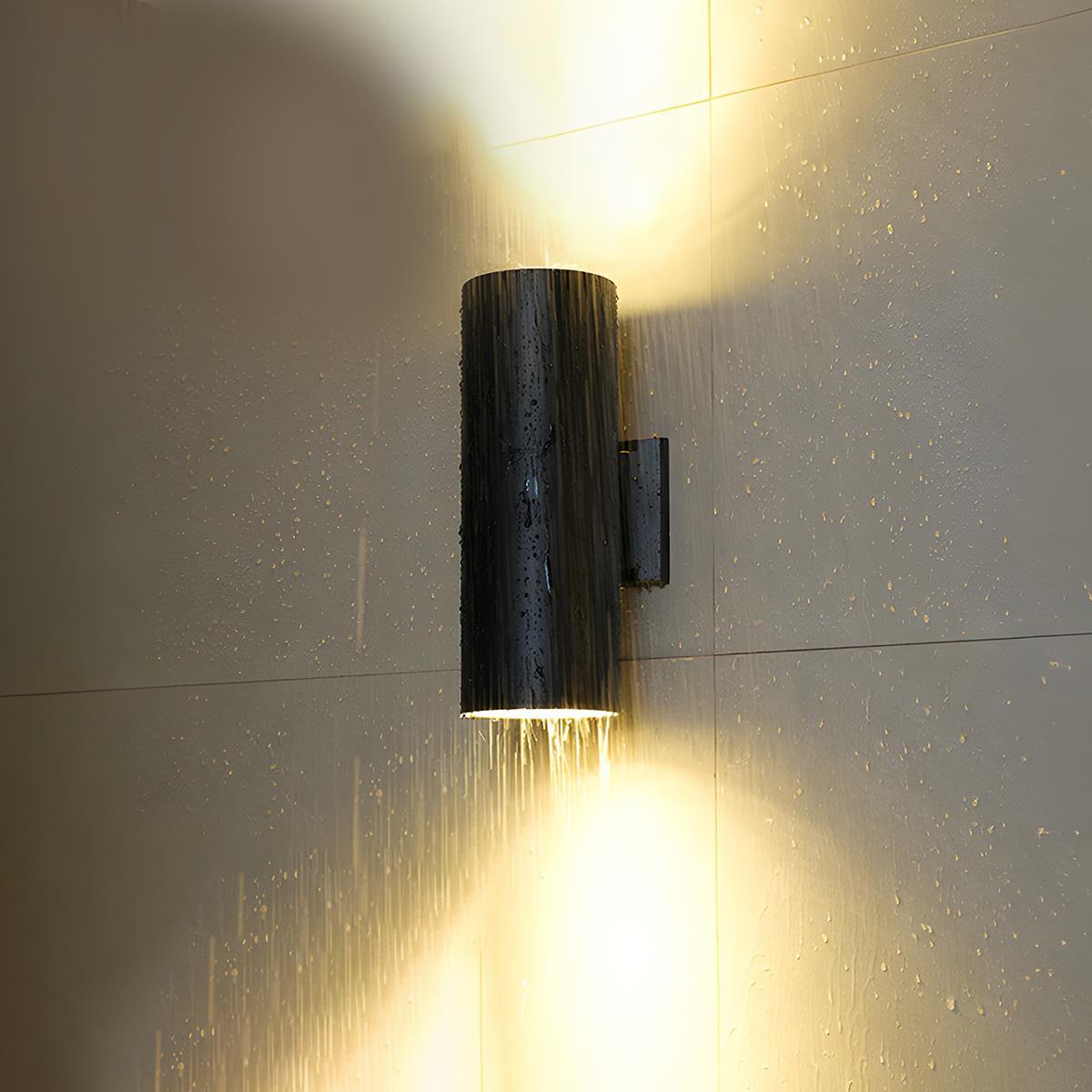 Cilindervormige LED Wandlamp Buiten Zwart Waterdicht Up Down Verlichting Tuinlamp Buitenlamp Outdoor | Sulvida