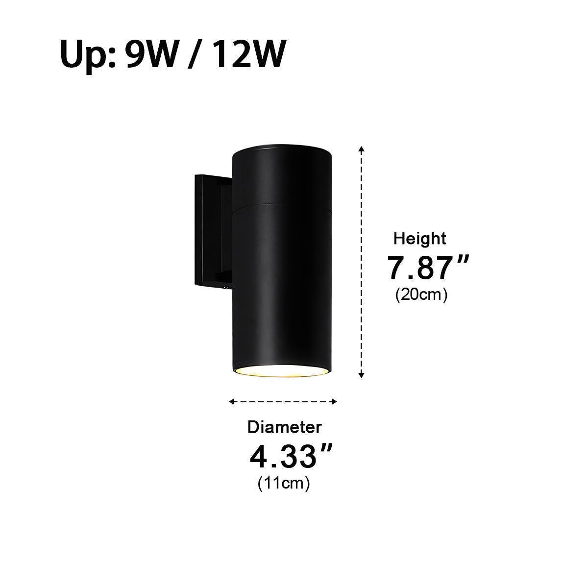 Cilindervormige LED Wandlamp Buiten Zwart Waterdicht Up Down Verlichting Tuinlamp Buitenlamp Outdoor | Sulvida