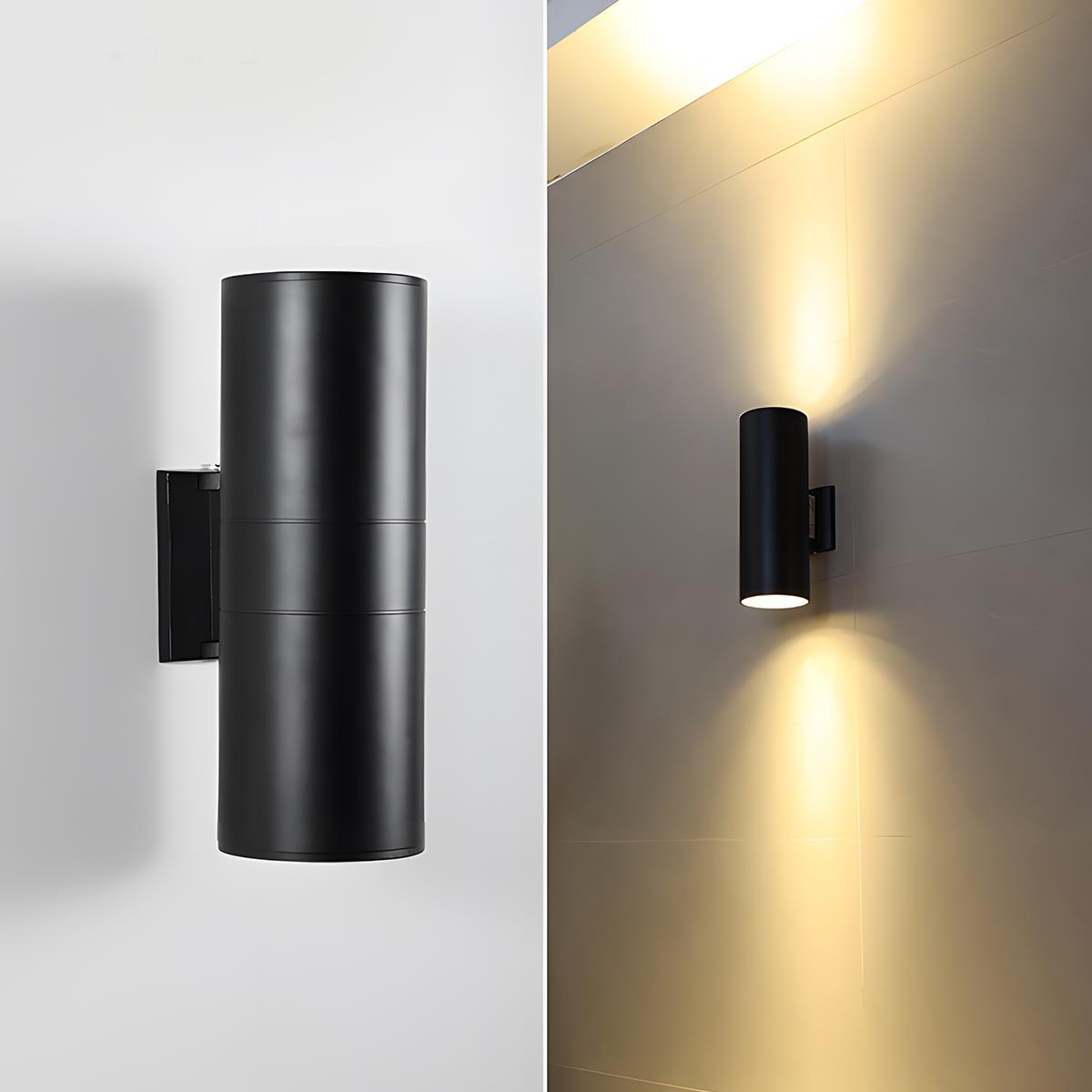 Cilindervormige LED Wandlamp Buiten Zwart Waterdicht Up Down Verlichting Tuinlamp Buitenlamp Outdoor | Sulvida