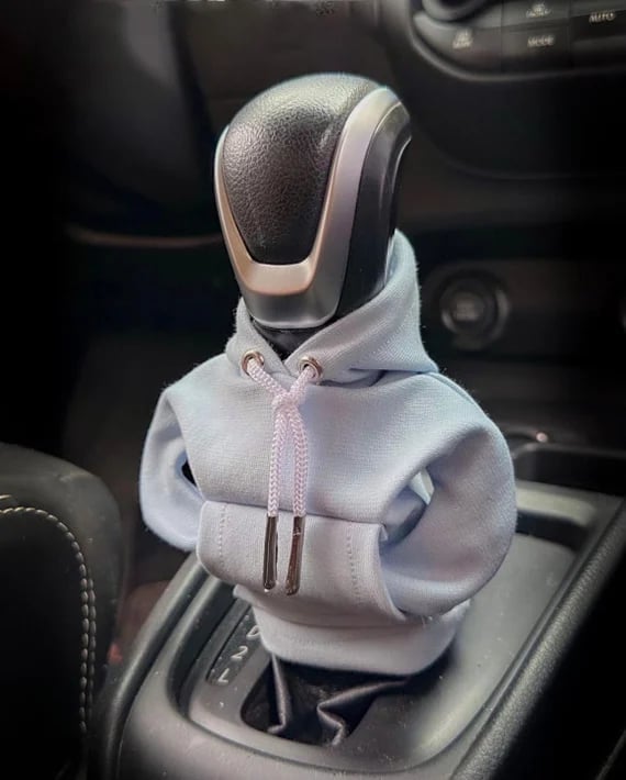 Mini housse de levier de vitesse en forme de sweat à capuche, accessoire décoratif amusant pour l'intérieur de la voiture, noir, orange, vert, sportif | Sulvida