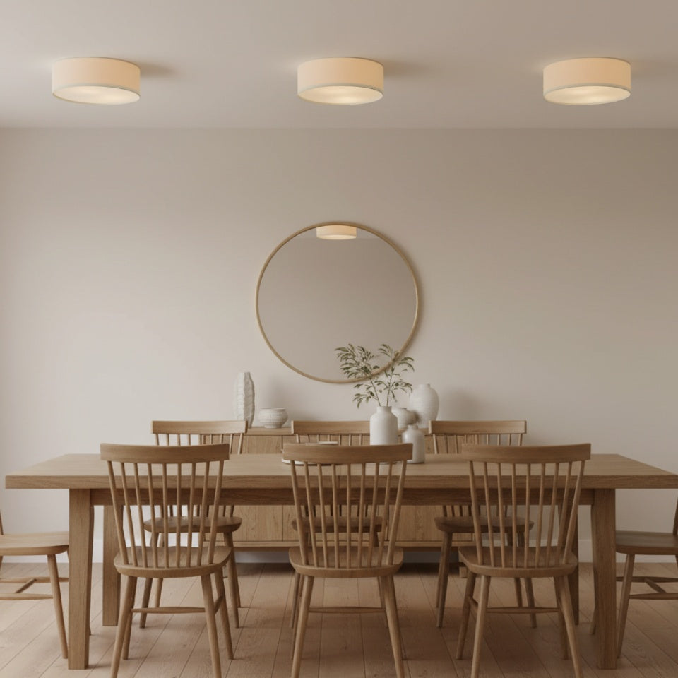 Plafondlamp Linnen Trommel Natuurlijk Textiel Warm Dimbaar Licht Stijlvol Design Slaapkamer Woonkamer Eetkamer | Sulvida