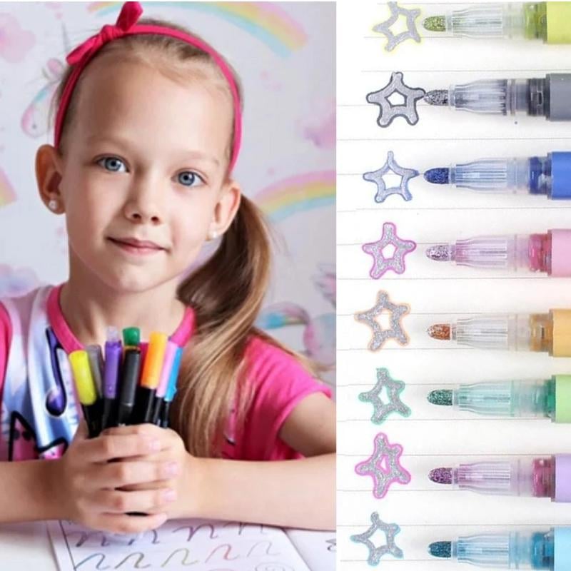 Set de feutres métallisés – 12 couleurs, feutres pailletés pour loisirs créatifs, scrapbooking, cartes, dessin et DIY | Sulvida