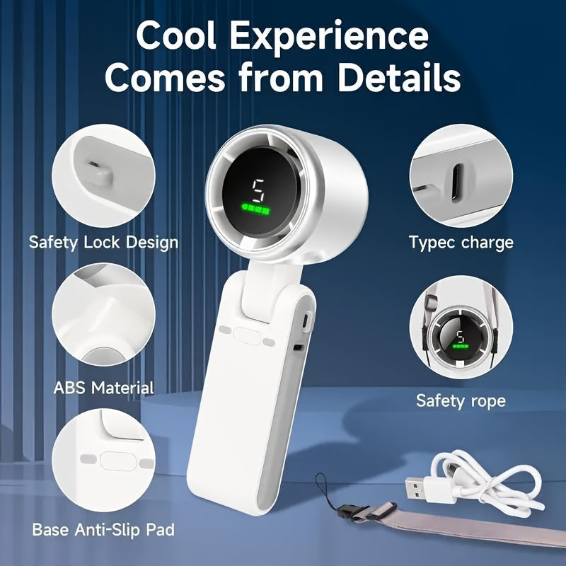 Compacte Oplaadbare Handventilator – 3-in-1 USB met 5 Snelheden voor Onderweg | Sulvida